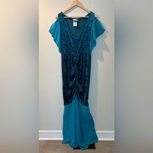 InCharacter Adult Mermaid / Goddess Costume Dress Teal Velvet XL